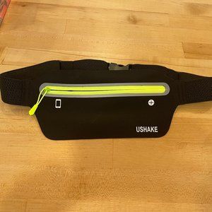 Ushake Athlesure Fanny Pack. With button access and zipper, elastic belt.